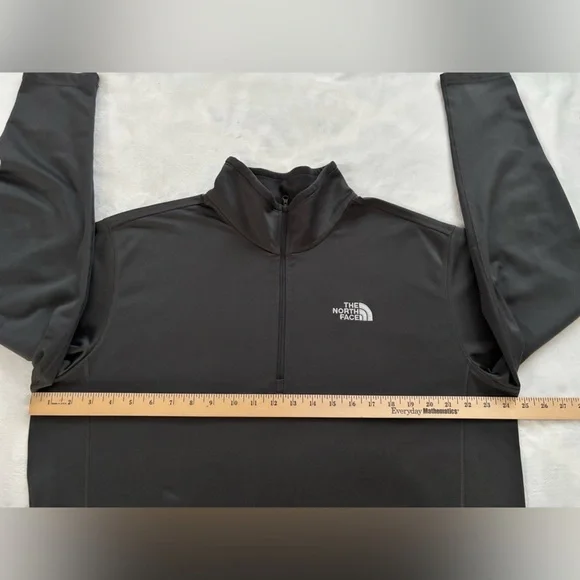 The North Face Sweatshirt Black Dark Gray Glacier Fleece 1/4 Zip Pullover XL - Picture 4 of 8